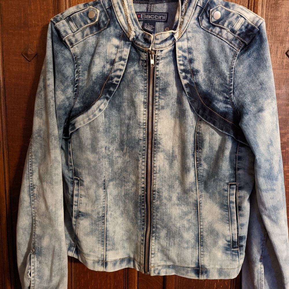 Baccini Military Style Denim Jacket